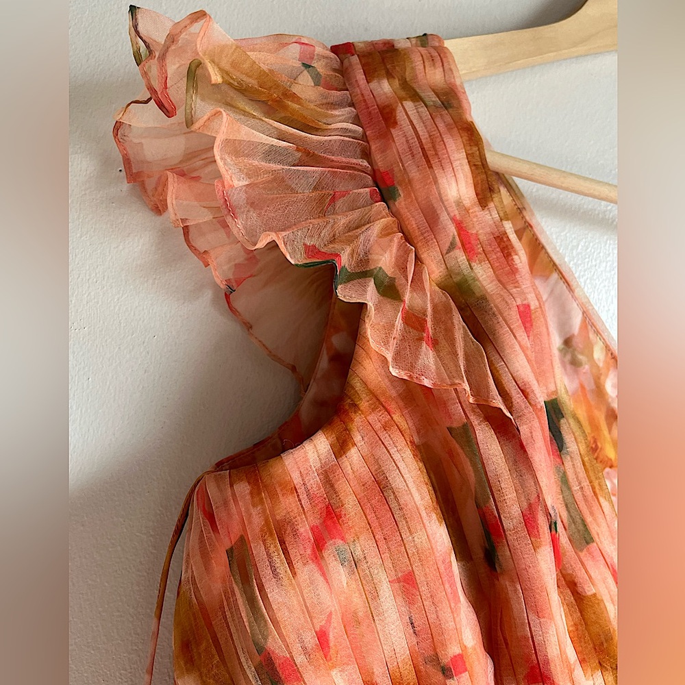 THEIA Holly Pleated Tea Length Gown - Picture 12 of 14